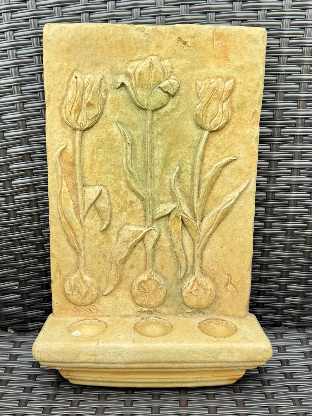 Tulip Relief Wall Sculpture - Sandstone Yellow Home Art